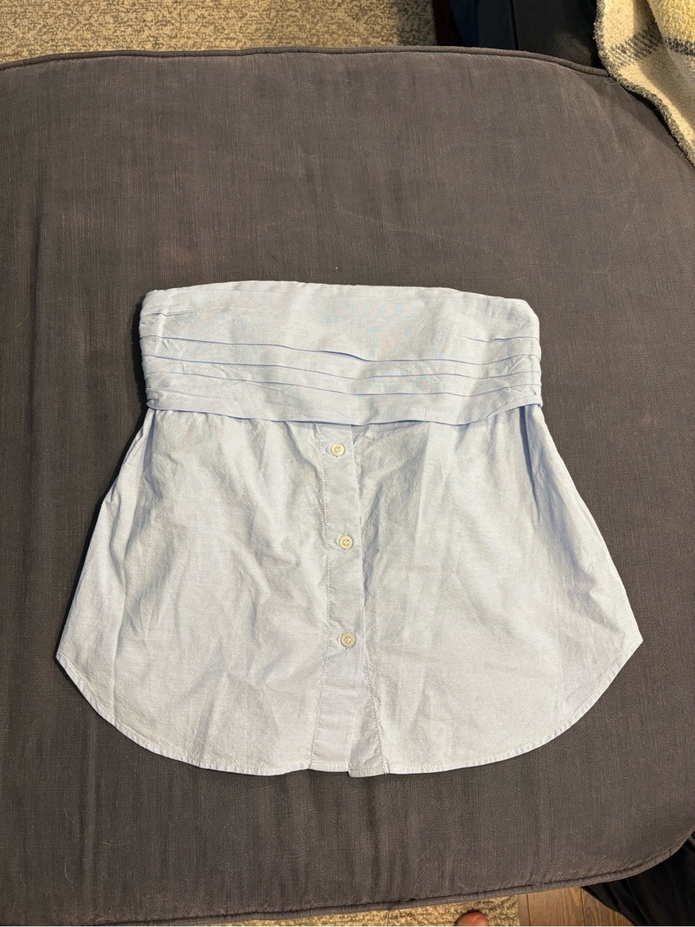 Zara Light Blue Strapless Button-Front Bustier Top
